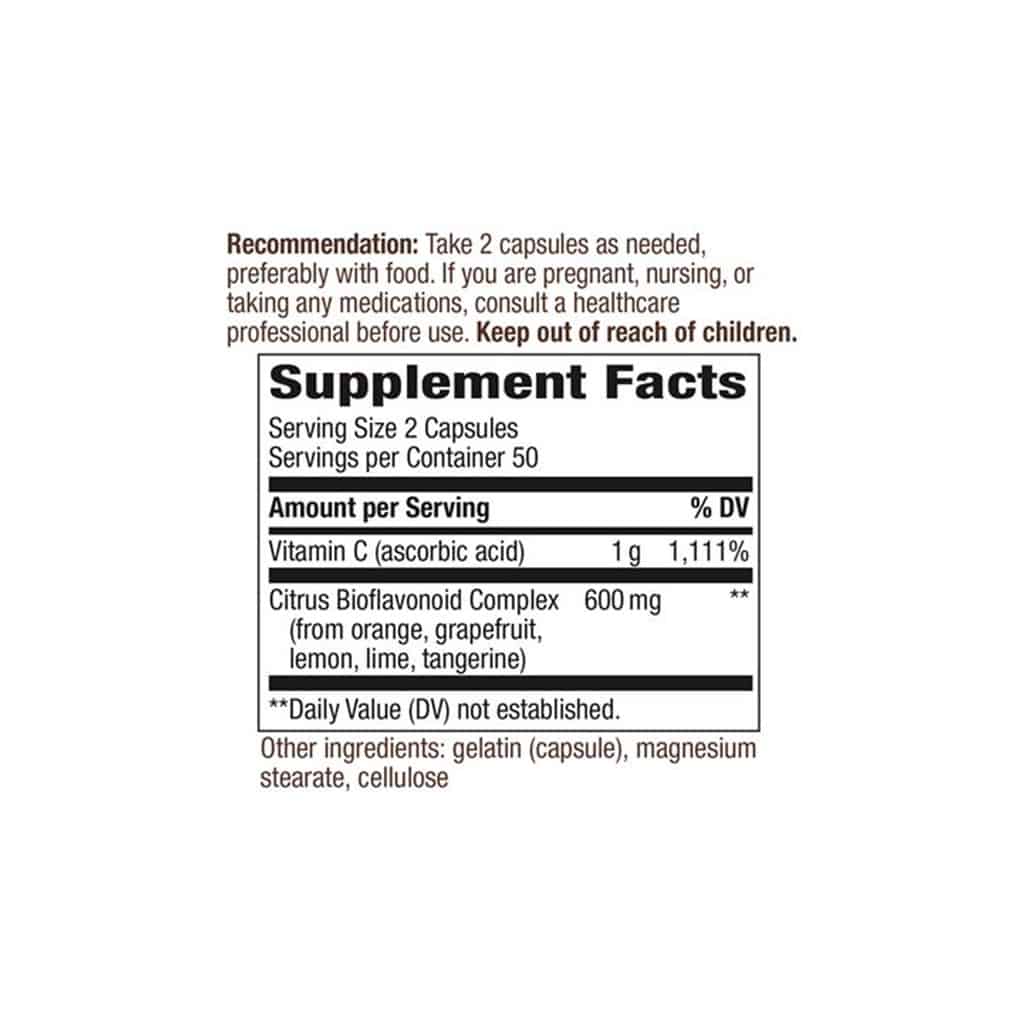 VIT-C-500-wBIOFLAVONOIDS-500MG-CAPS-100S-Facts