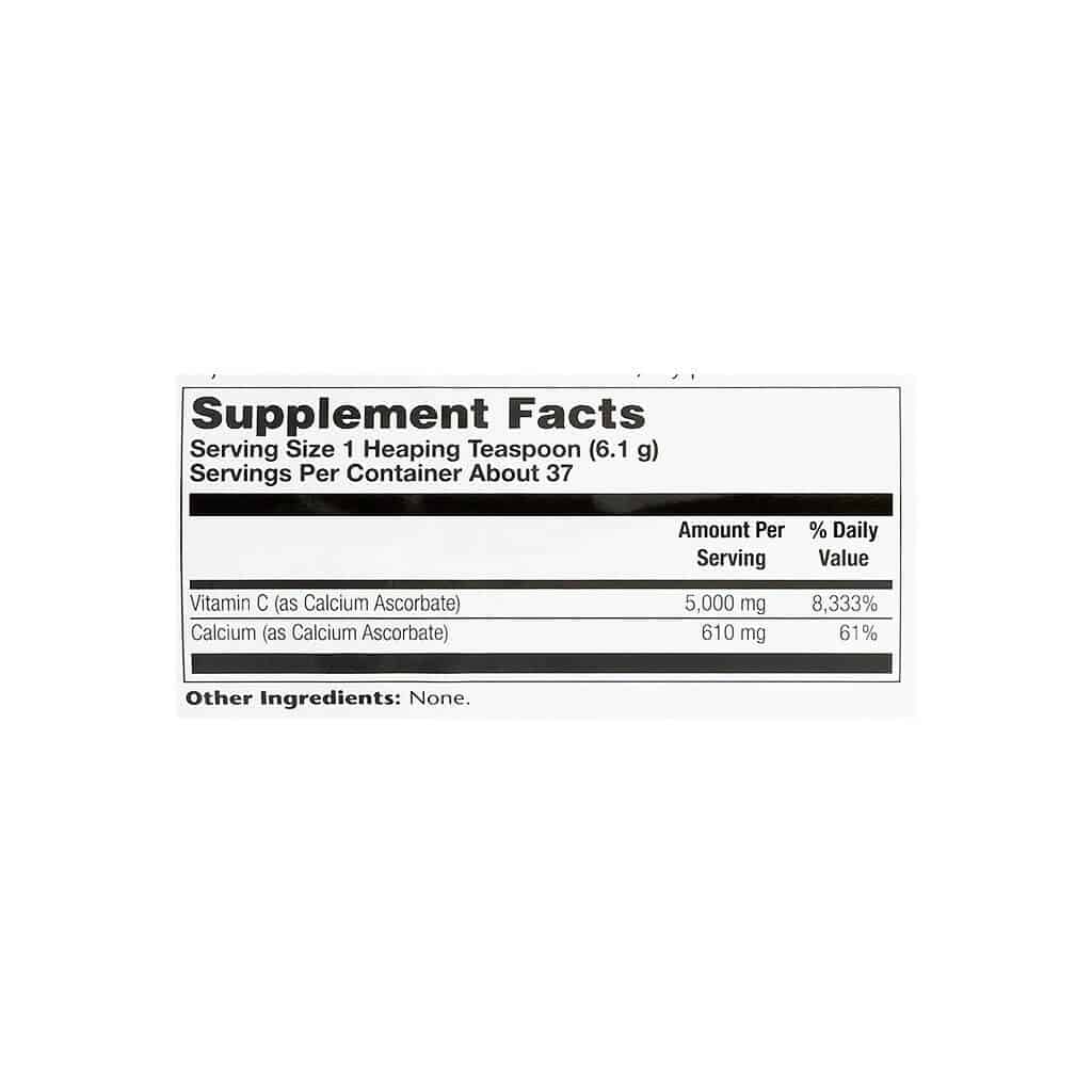 VIT-C-POWDER-CRYSTALLINE-5000MG---NON-ACID-8oz-Facts